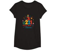 Young, Wild, and Three Birthday Gift for 3 Year Old T-Shirt, Girls, Black, Large