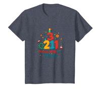 Young, Wild, and Three Birthday Gift for 3 Year Old T-Shirt, Kids, Heather Blue, 6 Years