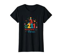 Young, Wild, and Three Birthday Gift for 3 Year Old T-Shirt, Women, Black, L