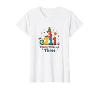 Young, Wild, and Three Birthday Gift for 3 Year Old T-Shirt, Women, White, M