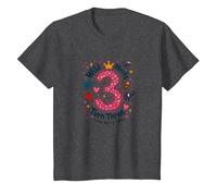 Young Wild and Three Birthday Party Celebration T-Shirt, Kids, Dark Heather Grey, 4 Years