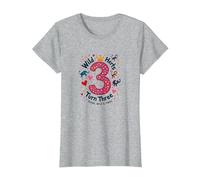 Young Wild and Three Birthday Party Celebration T-Shirt, Women, Heather Grey, XL