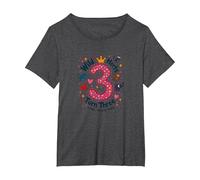 Young Wild and Three Birthday Party Celebration T-Shirt, Women's Plus, Dark Heather Grey, 2X