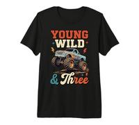 Young Wild and Three Funny Monster Truck 3rd Birthday Premium T-Shirt