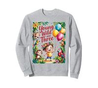 Young Wild And Three Jungle Birthday Sweatshirt