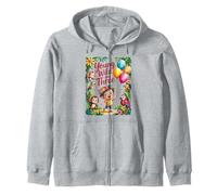Young Wild And Three Jungle Birthday Zip Hoodie