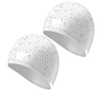 YOUNG WIND 2pcs Swimming Hat Women&Men,High Elasticity and Lightweight Swimming Cap,Long Hair Swimming Cap for Women And Men,Waterproof Ear Protection,can be a Arena Swim Cap,Swimming Turban(White)