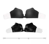 YOUNG WIND Backless Strapless Bras for Women-Sticky Bra Push Up the Breast,Deep V Gathering with Invisible Side Wings,Reusable Push Up Stick on Bra for Parties,Strapless Dresses,Everyday Wear(Black/A)
