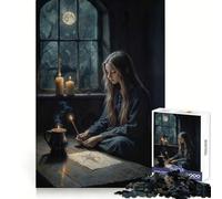 Young Witch Drawing Magic Symbol Adult Jigsaw Puzzle1000 Pieces Smart Exercise Soothing Downtime Accurate Edges Holiday Present (50x75cm)