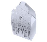 Young Wolf 50pcs Church Laser Cut Favor Boxes Wedding Gift Candy Boxes Paper Bags with Romantic Castle European Design (White, 78mm x 65mm x 45mm, Wedding, Bridal Shower, Engagement)