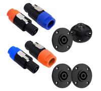 Young Wolf 8 Packs Audio Speaker Plug Kit, with 4x 4 Pole Speaker Plug and 4Pcs 4 Pole Square Female Panel Mount Socket NL4FC, NL4FX, NLT4X, NL2FC, NA4LJ, NA4LJX