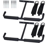 Young Wolf Overhead Garage Mounted Utility Storage Hook Racks Hanger with Extension Cord Holder Organizer,for Fishing Rod Tools Wood Ladders Garden Hoses (2X Rack Hanger with 4X Holder Organizer)