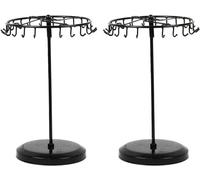 Young Wolf Pair of 23 Hooks Brass Spinning Jewelry Tree Display Stand Jewelry Organizer (Black)