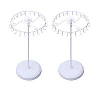Young Wolf Pair of 23 Hooks Brass Spinning Jewelry Tree Display Stand Jewelry Organizer (White)