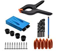 Young Wolf Pocket Hole Jig Set 15 Degree Inclined Hole Jig Drill Joinery Kit Woodworking Set 34pcs Blue