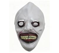 Young Wolf Scary Mask Smiling Demons Horror Scariest Creepy White Masks with Eye and Teeth for Cosplay Halloween Party