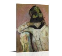 Young Woman in A Black And Green Bonnet, Looking Down by Mary Cassatt Poster Decorative Painting Print Picture Canvas Wall Art Bedroom Office Living Room Decoration 16x24inch(40x60cm)