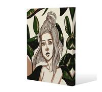 Young woman in tropical leaves (Canvas Print) / 101 x 77 x 4cm Benjamin Tate Design Natural One Size
