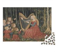 Young Woman Playing Harp for Children,Rätsel Für Erwachsene 1000pcs (75x50cm),Herausforderungsspiele Medieval Style