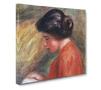 Young Woman Reading by Pierre Auguste Renoir Canvas Print | Gallery Wrapped 30mm Frame Wall Art | 20x20 inches | Ready to Hang | Impressionist People Picture | Living Room Bedroom Lounge Office