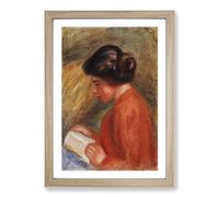 Young Woman Reading by Pierre-Auguste Renoir Framed Print | A2 Oak Framed Wall Art | Ready to Hang | Modern Nature Picture | Living Room Bedroom Lounge Office