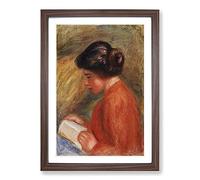 Young Woman Reading by Pierre-Auguste Renoir Framed Print | A2 Walnut Framed Wall Art | Ready to Hang | Modern Nature Picture | Living Room Bedroom Lounge Office