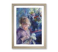 Young Woman Sewing By Pierre Auguste Renoir Classic Painting Framed Print | A3 Oak Framed Wall Art | Ready to Hang | Classic Historical Picture | Living Room Bedroom Lounge Office