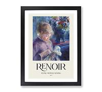 Young Woman Sewing By Pierre Auguste Renoir Exhibition Museum Painting Framed Print | A3 Black Framed Wall Art | Ready to Hang | Modern Historical Picture | Living Room Bedroom Lounge Office