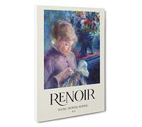 Young Woman Sewing Pierre-Auguste Renoir Canvas Print | Gallery Wrapped 30mm Frame Wall Art | 30x20 inches | Ready to Hang | Impressionist People Picture | Living Room Bedroom Lounge Office
