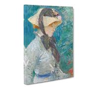 Young Woman With A Straw Hat By Berthe Morisot Canvas Print | Gallery Wrapped 30mm Frame Wall Art | 30x20 inches | Ready to Hang | Impressionist People Picture | Living Room Bedroom Lounge Office