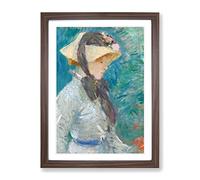 Young Woman With A Straw Hat By Berthe Morisot Classic Painting Framed Print | A4 Walnut Framed Wall Art | Ready to Hang | Classic Historical Picture | Living Room Bedroom Lounge Office