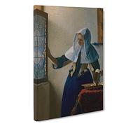Young Woman With A Water Pitcher By Johannes Vermeer Canvas Print | Gallery Wrapped 30mm Frame Wall Art | 30x20 inches | Ready to Hang | Baroque People Picture | Living Room Bedroom Lounge Office
