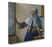Young Woman With A Water Pitcher by Johannes Vermeer Canvas Print | Gallery Wrapped 30mm Frame Wall Art | 14x14 inches | Ready to Hang | Baroque People Picture | Living Room Bedroom Lounge Office