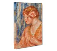 Young Woman With Rose By Pierre-Auguste Renoir Canvas Print | Gallery Wrapped 30mm Frame Wall Art | 30x20 inches | Ready to Hang | Impressionist Floral Picture | Living Room Bedroom Lounge Office