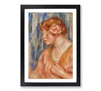 Young Woman with Rose by Pierre-Auguste Renoir Framed Print | A2 Black Framed Wall Art | Ready to Hang | Modern Floral Picture | Living Room Bedroom Lounge Office