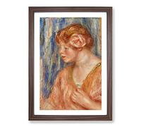 Young Woman with Rose by Pierre-Auguste Renoir Framed Print | A2 Walnut Framed Wall Art | Ready to Hang | Modern Floral Picture | Living Room Bedroom Lounge Office