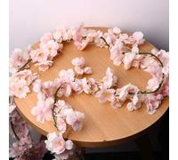 Young21 Artificial Silk Cherry Blossom Flower Hanging Vine Garlands Home Wedding Decorations - Pink