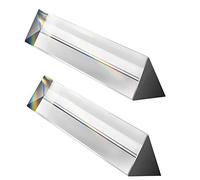 Young4us 2 Pack 6-inch Crystal Optical Glass Triangular Prism for Photography, Kids, Science, Teaching Light Spectrum, Physics and Taking Photos Pictures (Set of 2, 150mm)