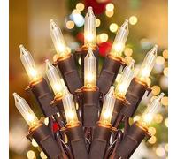YOUNGAR 50 Clear Christmas Lights Outdoor, UL Approved Christmas Tree Lights with Brown Wire, Incandescent Mini Lights Plug in for Indoor Outdoor Patio Garden