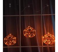 YOUNGAR Halloween Window Lights,Battery/USB Operated Pumpkin Light,6ft 48LED Orange Waterproof with 8 Modes Timer Memory for Indoor Outdoor Home Spooky Decor
