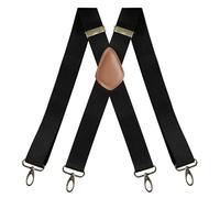 YOUNGBAO Black Suspenders for men,X Style Men's Braces with 4 Strong Metal Snap Hooks,3.5cm Wide Suspender Heavy Duty Suspenders Trouser Braces for Men,Adjustable Elastic Suspend for Jeans