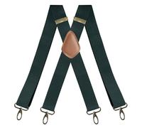 YOUNGBAO Green Suspenders for men,X Style Men's Braces with 4 Strong Metal Snap Hooks,3.5cm Wide Suspender Heavy Duty Suspenders Trouser Braces for Men,Adjustable Elastic Suspend for Jeans