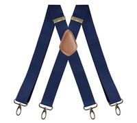 YOUNGBAO Navy Blue Suspenders for men,X Style Men's Braces with 4 Strong Metal Snap Hooks,3.5cm Wide Suspender Heavy Duty Suspenders Trouser Braces for Men,Adjustable Elastic Suspend for Jeans