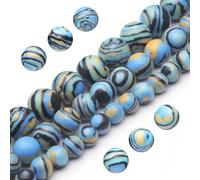 Youngbling Natural Gemstone Beads for Jewelry Making,8mm Blue Malachite Polished Round Smooth Stone Beads for Bracelet Necklace 15 Inch(Blue Malachite,8mm)