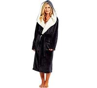 YOUNGC Fleece Warm Sleeping Gowns Clothes Long Bathrobe Women Lengthened Hooded Wearable Blanket Shawl Winter Coat Home Robe Long Sleeve Plush Women's Sleepwear Senior Pajamas