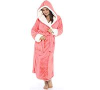 YOUNGC Ladies Dressing Gown Fluffy Super Soft Hooded Bathrobe for Women Lengthened Plush Fleece Perfect Winter Loungewear Home Long Robe