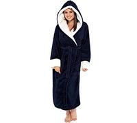 YOUNGC Ladies Dressing Gown Fluffy Super Soft Hooded Bathrobe for Women Lengthened Plush Fleece Perfect Winter Loungewear Home Long Robe