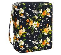 YOUNGCOL 120 Slots Colored Pencil Case Holder Large Capacity Color pencil organizer Storage (Black + Floral, 120 Slots)