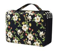 YOUNGCOL 200 Slots Colored Pencil Case Color Pencil Organizer Storage Large Capacity Pencil Case (Black + Retro Flower)