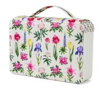 YOUNGCOL 200 Slots Colored Pencil Case Color Pencil Organizer Storage Large Capacity Pencil Case (Faint Yellow + Flower)